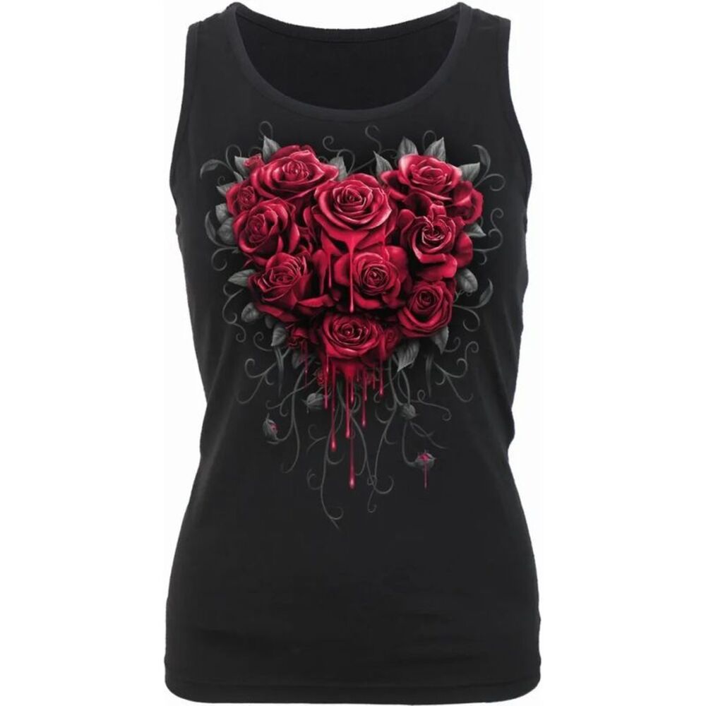 Spiral Womens/Ladies Bleeding Heart Racerback Tank Top / Black